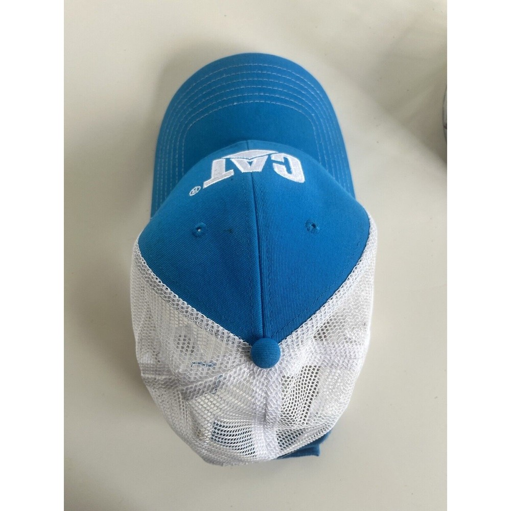 Caterpillar CAT Blue & White Sandwich Visor Trucker Hat Cap - Picture 3 of 7